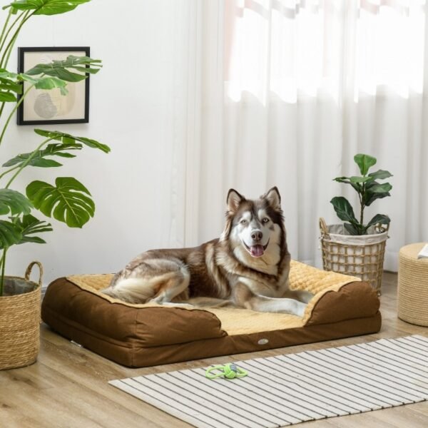 PawHut Calming Dog Bed Pet Mattress W Removable Cover, Anti-Slip Bottom, For Large Dogs, 120L X 80W X 22Hcm - Brown