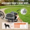 Dog Bike Trailer, Supports Up To 88 Lbs, 2-in-1 Pet Stroller Cart Bicycle Carrier, Easy Folding Cart Frame With Quick Release Wheels, Universal Bicycle Coupler, Reflectors, Flag, Black/Gray