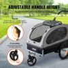 Dog Bike Trailer, Supports Up To 88 Lbs, 2-in-1 Pet Stroller Cart Bicycle Carrier, Easy Folding Cart Frame With Quick Release Wheels, Universal Bicycle Coupler, Reflectors, Flag, Black/Gray