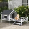 PawHut Small Medium Dog House With Porch, Grey