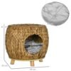 74fa463c-3234-4b69-bc4b-9ccf7edd6d66.jpg PawHut Wicker Cat Bed Cat House Stool With Washable Cushion, 44 X 43 X 41cm