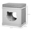PawHut Cat House Bed Kitten Cave Cube Indoor For Small Pet With Removable Sisal Scratching Pads Soft Cushions, 41x30x36 Cm, Grey