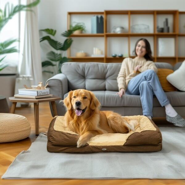 PawHut Calming Dog Bed Pet Mattress W Removable Cover, Anti-Slip Bottom, For Large Dogs, 120L X 80W X 22Hcm - Brown