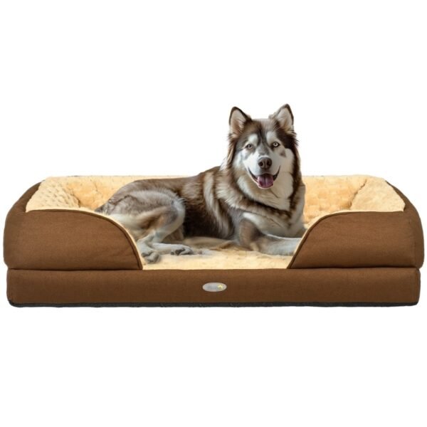 PawHut Calming Dog Bed Pet Mattress W Removable Cover, Anti-Slip Bottom, For Large Dogs, 120L X 80W X 22Hcm - Brown
